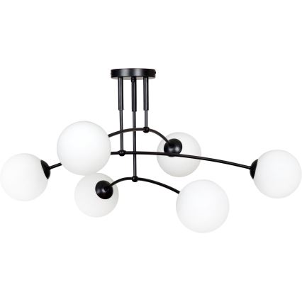 Luster na tyči PREGOS 6xE14/10W/230V čierna/biela