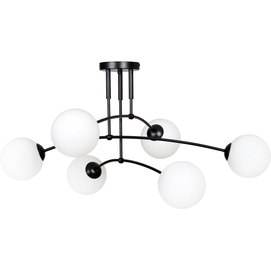 Luster na tyči PREGOS 6xE14/10W/230V čierna/biela