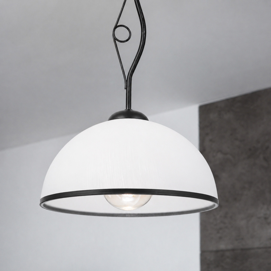 Luster na tyči RETRO 1xE27/60W/230V čierna/biela