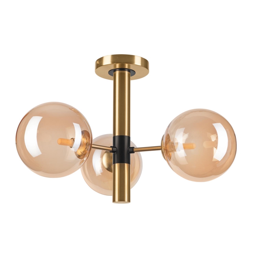 Luster na tyči ROLLO 3xG9/5W/230V zlatá/dymová béžová