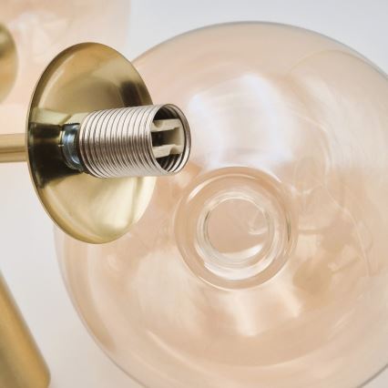 Luster na tyči ROLLO 5xG9/5W/230V zlatá/dymová béžová