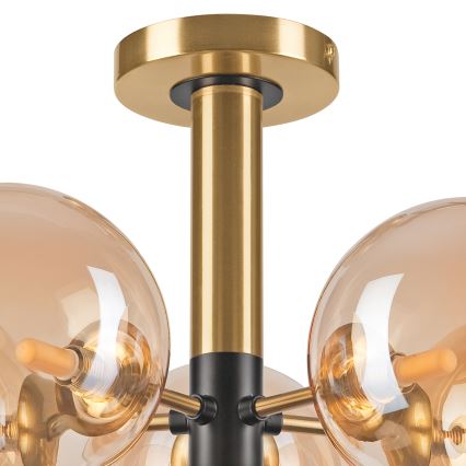 Luster na tyči ROLLO 5xG9/5W/230V zlatá/dymová béžová