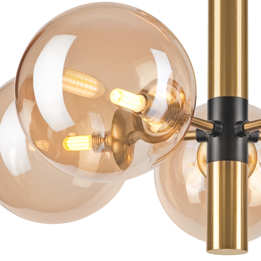 Luster na tyči ROLLO 5xG9/5W/230V zlatá/dymová béžová