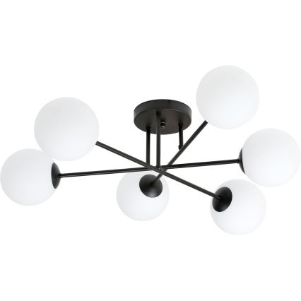 Luster na tyči ROMA 6xE14/10W/230V čierna/biela