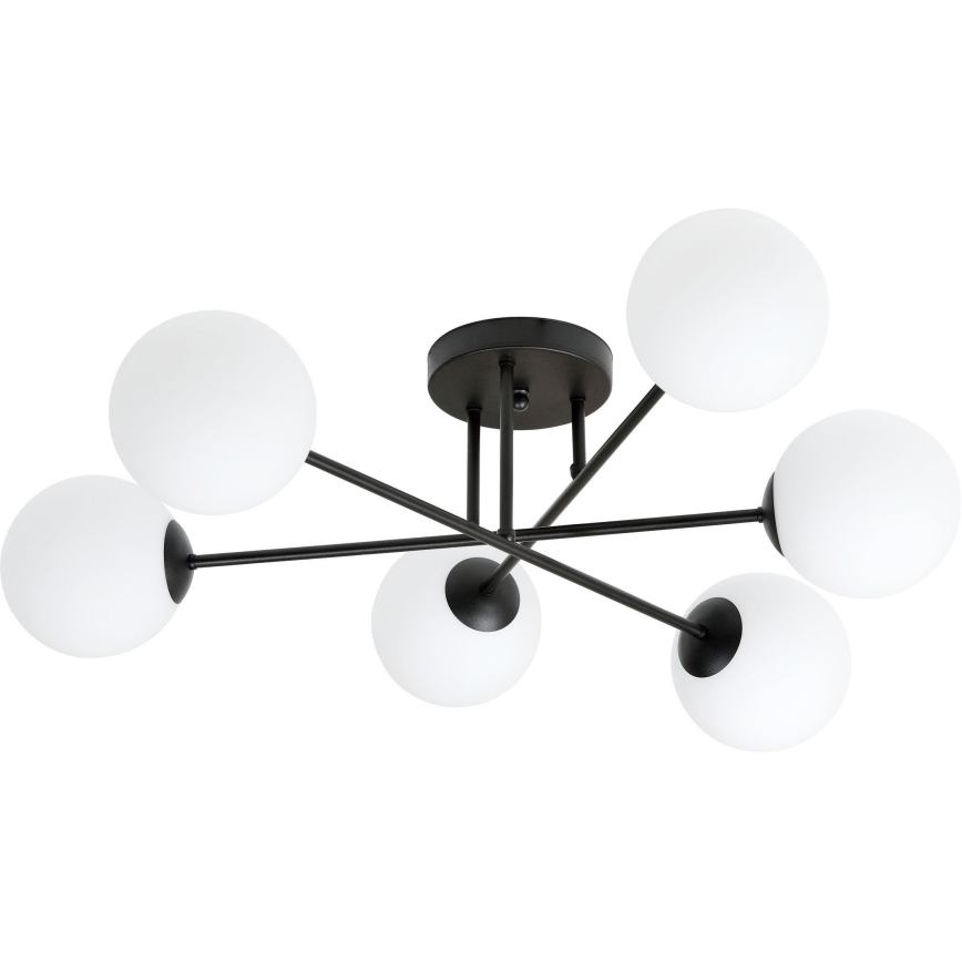 Luster na tyči ROMA 6xE14/10W/230V čierna/biela