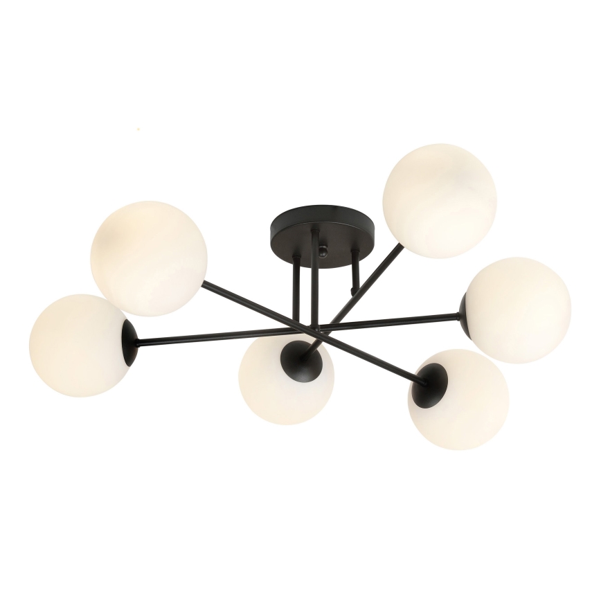 Luster na tyči ROMA 6xE14/10W/230V čierna/biela