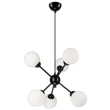 Luster na tyči RUBBY BALL 6xG9/5W/230V čierna