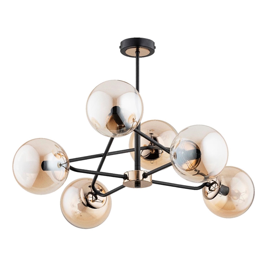 Luster na tyči SAGITO 6xE14/10W/230V zlatá