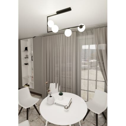 Luster na tyči SOMA 4xE14/10W/230V čierna/biela