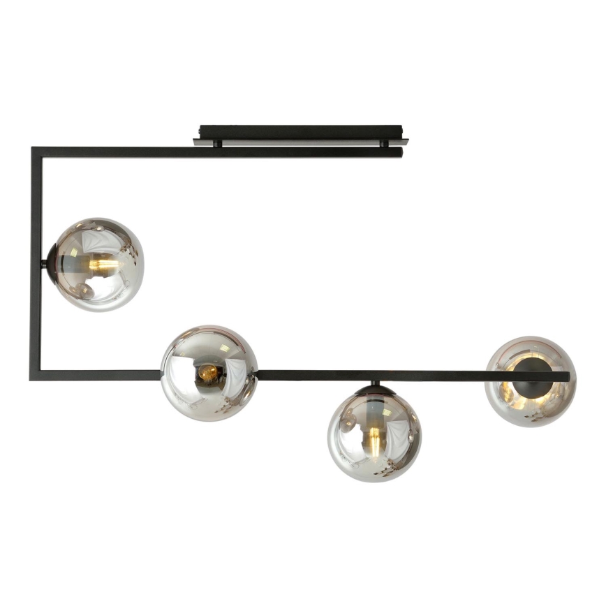 Luster na tyči SOMA 4xE14/10W/230V čierna/šedá