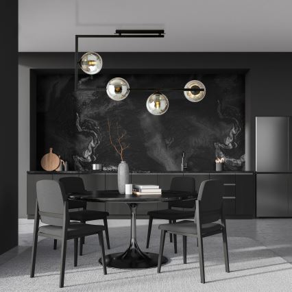 Luster na tyči SOMA 4xE14/10W/230V čierna/šedá