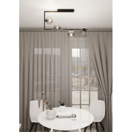 Luster na tyči SOMA 4xE14/10W/230V čierna/šedá