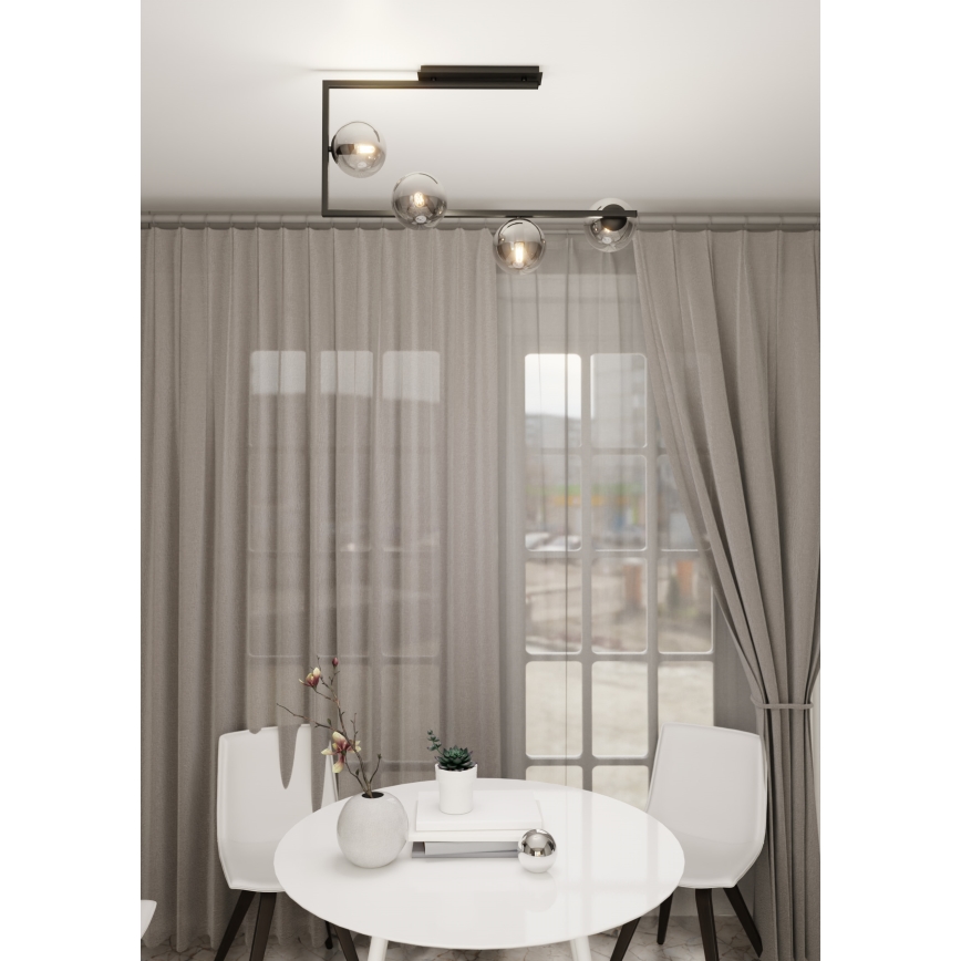 Luster na tyči SOMA 4xE14/10W/230V čierna/šedá