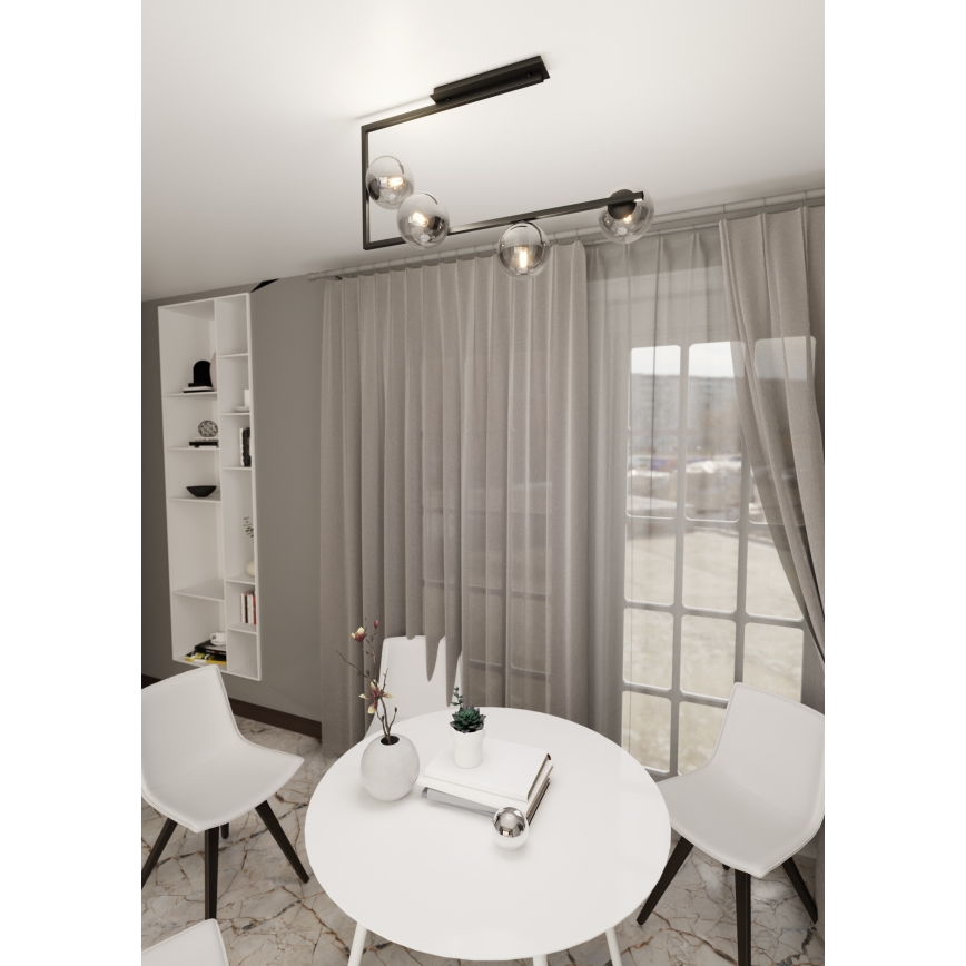 Luster na tyči SOMA 4xE14/10W/230V čierna/šedá