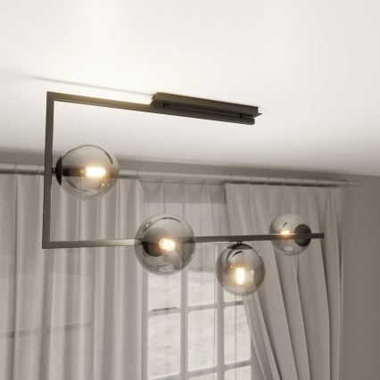 Luster na tyči SOMA 4xE14/10W/230V čierna/šedá