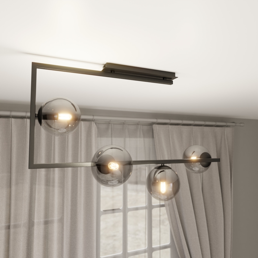 Luster na tyči SOMA 4xE14/10W/230V čierna/šedá