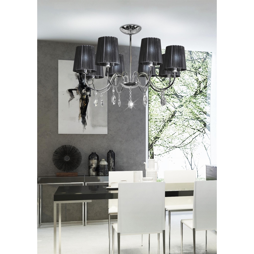 Luster na tyči SORENTO 8xE14/40W/230V čierna