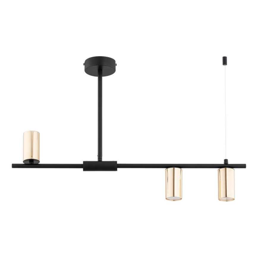 Luster na tyči URANOS 3xGU10/10W/230V čierna/zlatá