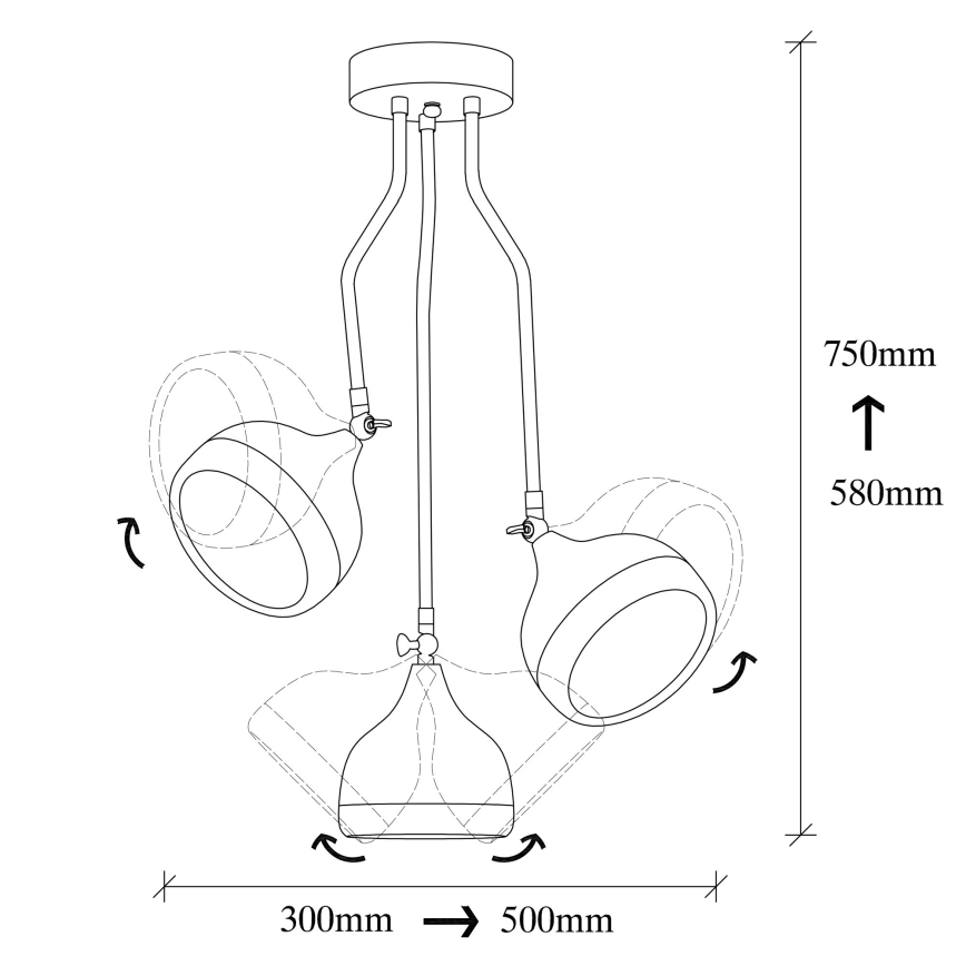 Luster na tyči YILDO 3xE27/40W/230V čierna/medená