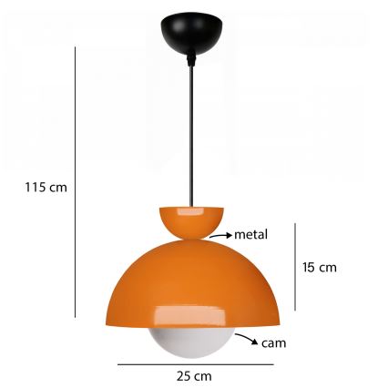 Luster na žici SALVA 1xE27/15W/230V oranžová