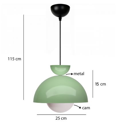 Luster na žici SALVA 1xE27/15W/230V zelená