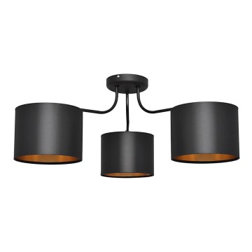 Luster prisadený ALBA 3xE27/15W/230V čierna/zlatá