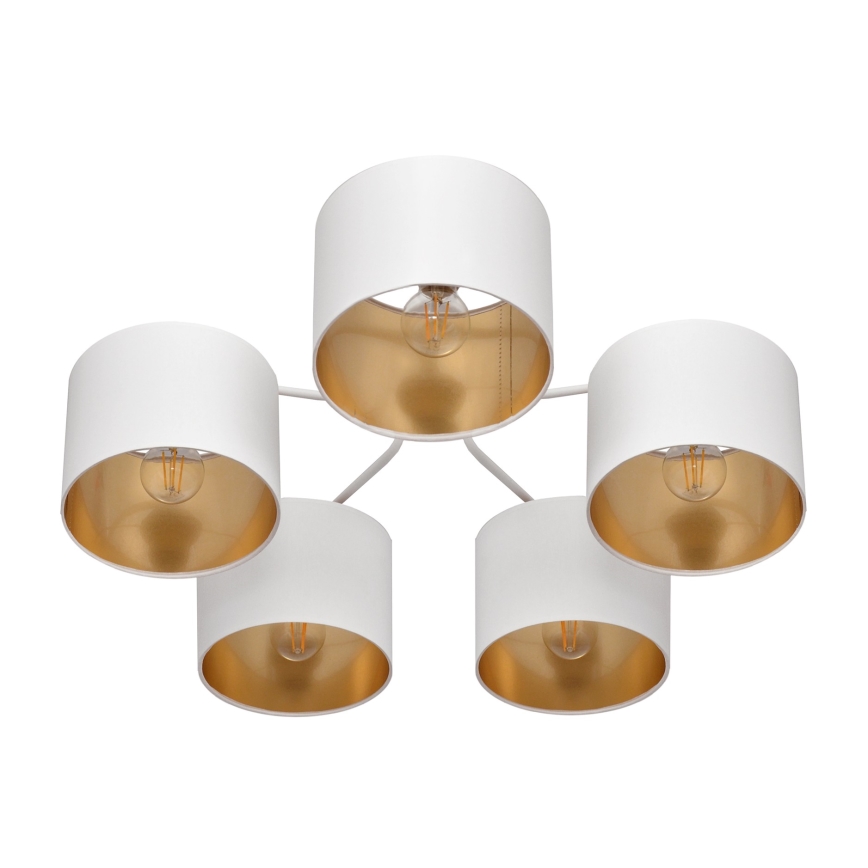 Luster prisadený ALBA 5xE27/15W/230V biela/zlatá