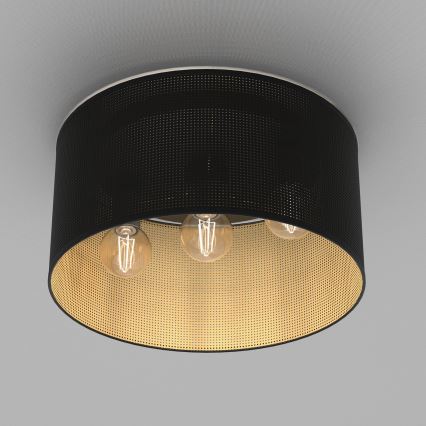 Luster prisadený LOFT SHADE 3xE27/60W/230V čierna/zlatá
