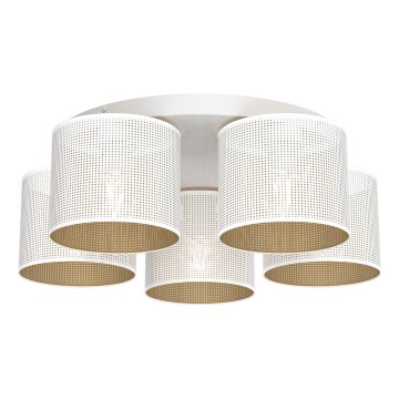 Luster prisadený LOFT SHADE 5xE27/60W/230V biela/zlatá
