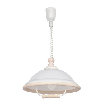 Luster sťahovací AKRYL DR 1xE27/15W biela/biele drevo