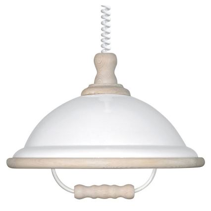 Luster sťahovací AKRYL DR 1xE27/15W biela/biele drevo