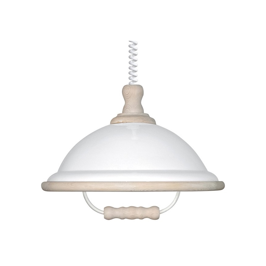 Luster sťahovací AKRYL DR 1xE27/15W biela/biele drevo