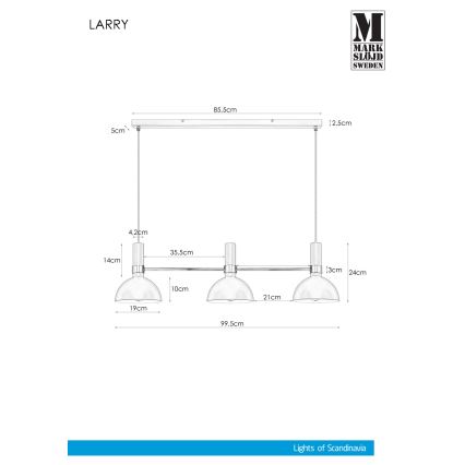 Markslöjd 106855 - Luster na lanku LARRY 3xE27/60W/230V