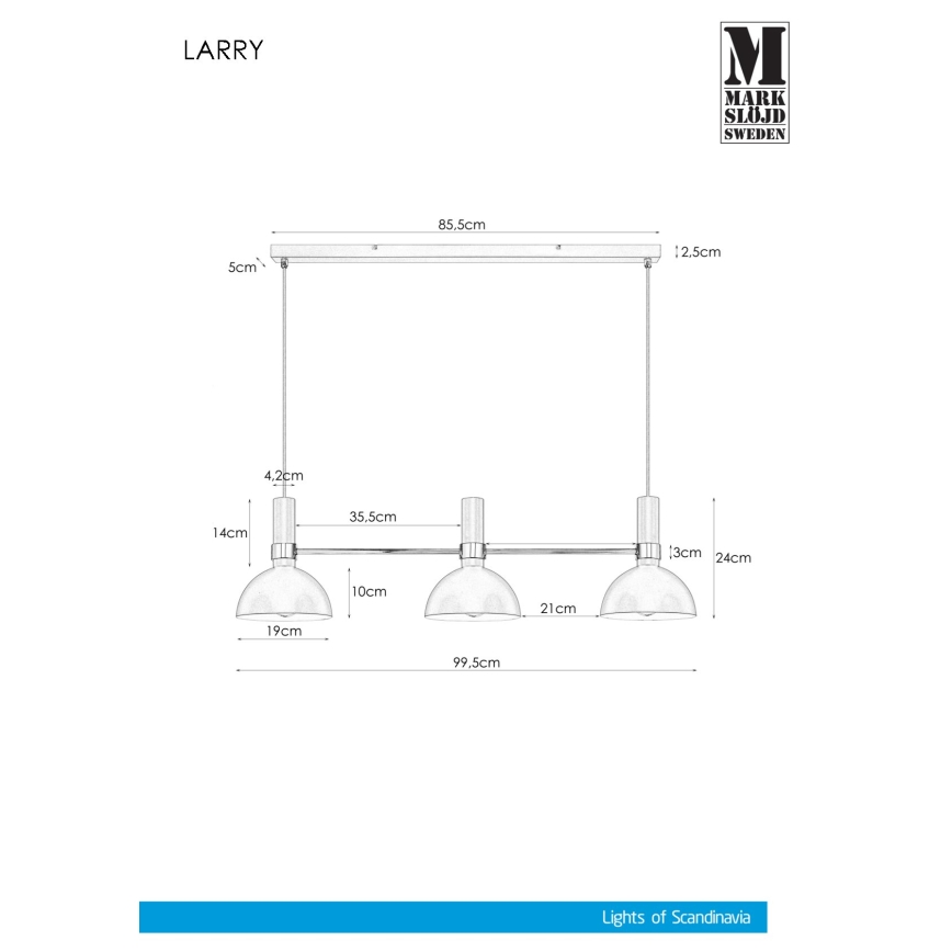 Markslöjd 106855 - Luster na lanku LARRY 3xE27/60W/230V