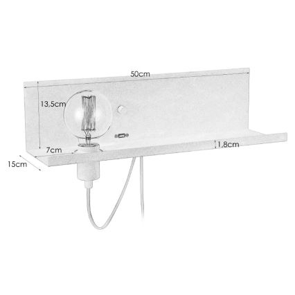 Markslöjd 106969 - Stmievateľné nástenné svietidlo s USB zásuvkou MULTI 1xE27/60W/230V