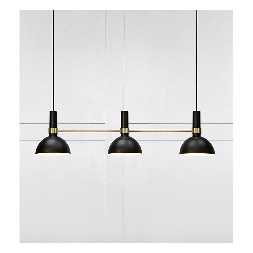 Markslöjd 106971 - Luster na lanku LARRY 3xE27/60W/230V čierna/zlatá
