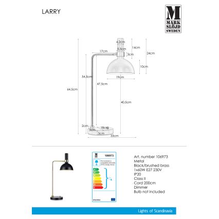Markslöjd 106973 - Stmievateľná stolná lampa LARRY 1xE27/60W/230V