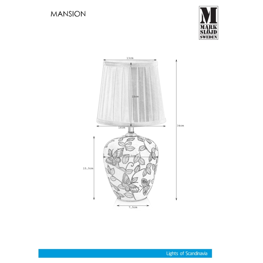 Markslöjd 107039 - Stolná lampa MANSION 1xE14/40W/230V