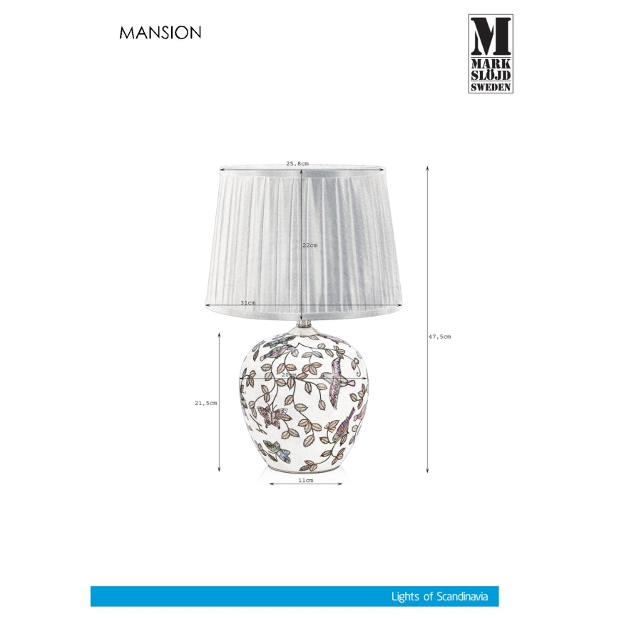 Markslöjd 107040 - Stolná lampa MANSION 1xE27/60W/230V