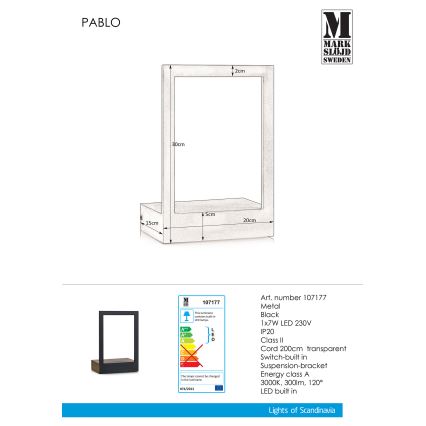 Markslöjd 107177 - LED Nástenné svietidlo s rámikom PABLO LED/7W/230V