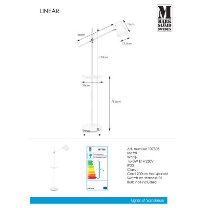 Markslöjd 107308 - Stojacia lampa s USB LINEAR 1xE14/40W/230V