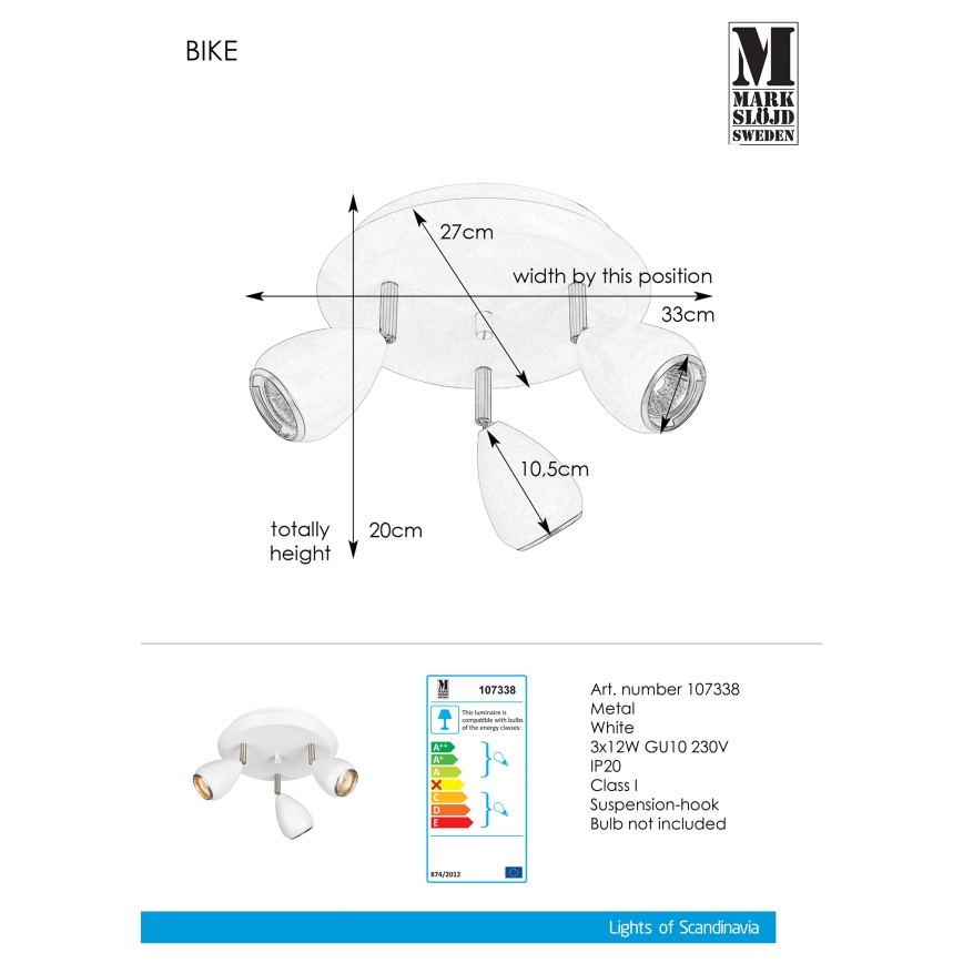 Markslöjd 107338 - Bodové svietidlo BIKE 3xGU10/12W/230V