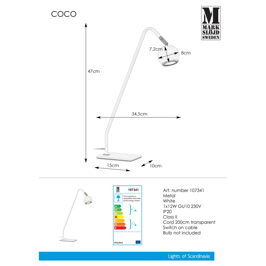 Markslöjd 107341 - Stolná lampa COCO 1xGU10/12W/230V