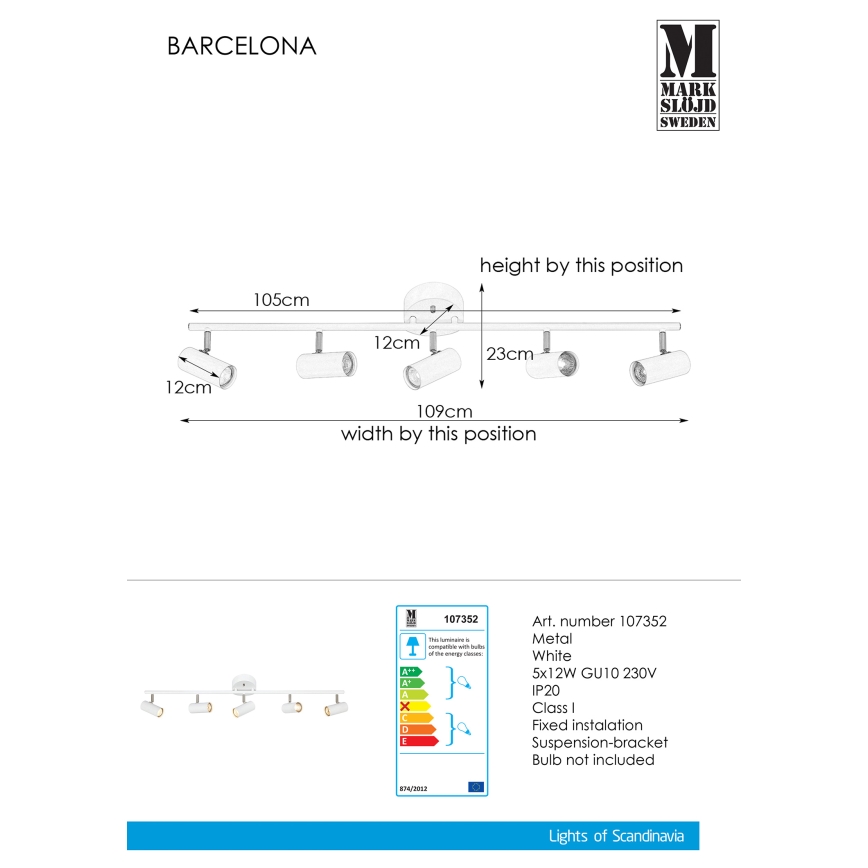Markslöjd 107352 - Bodové svietidlo BARCELONA 5xGU10/12W/230V