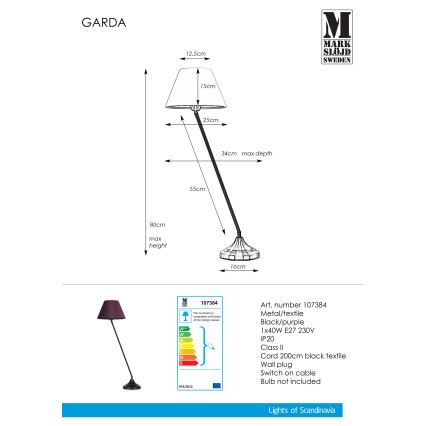 Markslöjd 107384 - Stolná lampa GARDA 1xE27/60W/230V