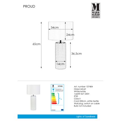 Markslöjd 107484 - Stolná lampa PROUD 1xE27/60W/230V