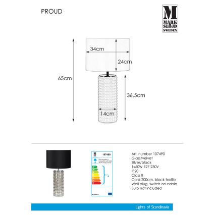 Markslöjd 107490 - Stolná lampa PROUD 1xE27/60W/230V
