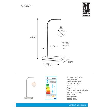 Markslöjd 107492 - Stolná lampa BUDDY 1xG9/18W/230V