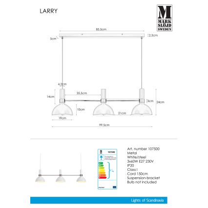 Markslöjd 107500 - Luster na lanku LARRY 3xE27/60W/230V
