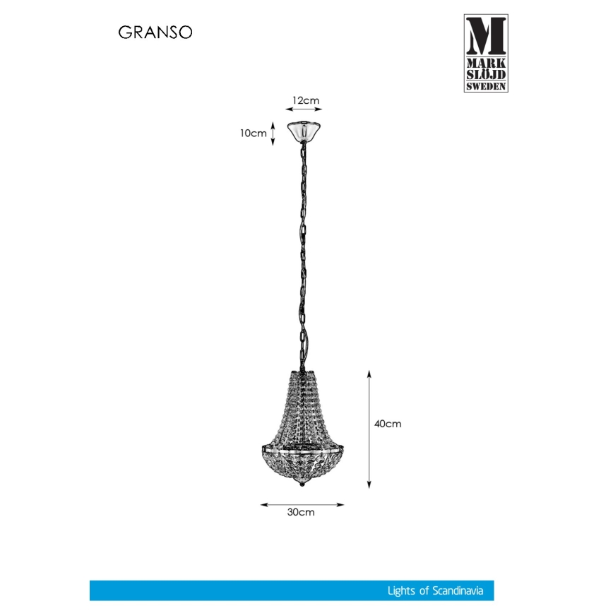 Markslöjd 107550 - Krištáľový kúpeľňový luster na reťazi GRÄNSÖ 2xG9/20W/230V IP44